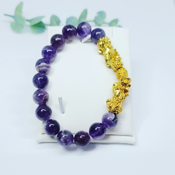 Double Pixiu Amethyst bracelet/ 10mm - Picture 3 of 4